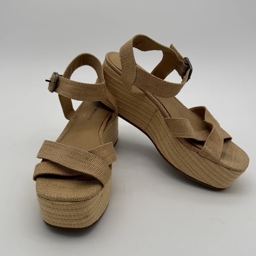 Lucky‎ Brand Bainda Espadrille Platform Wedge Sandals Tan 9.5M Natural Heels